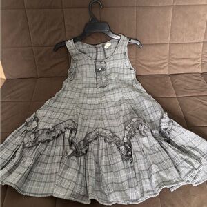 Othr Gray Plaid Ruffle Kids Dress